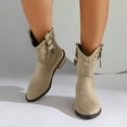 thumbnail image 2 of Mostsola Cowboy Boots for Women Retro Buckle Studded Western Booties Suede Cowgirl Short Boots, 2 of 9