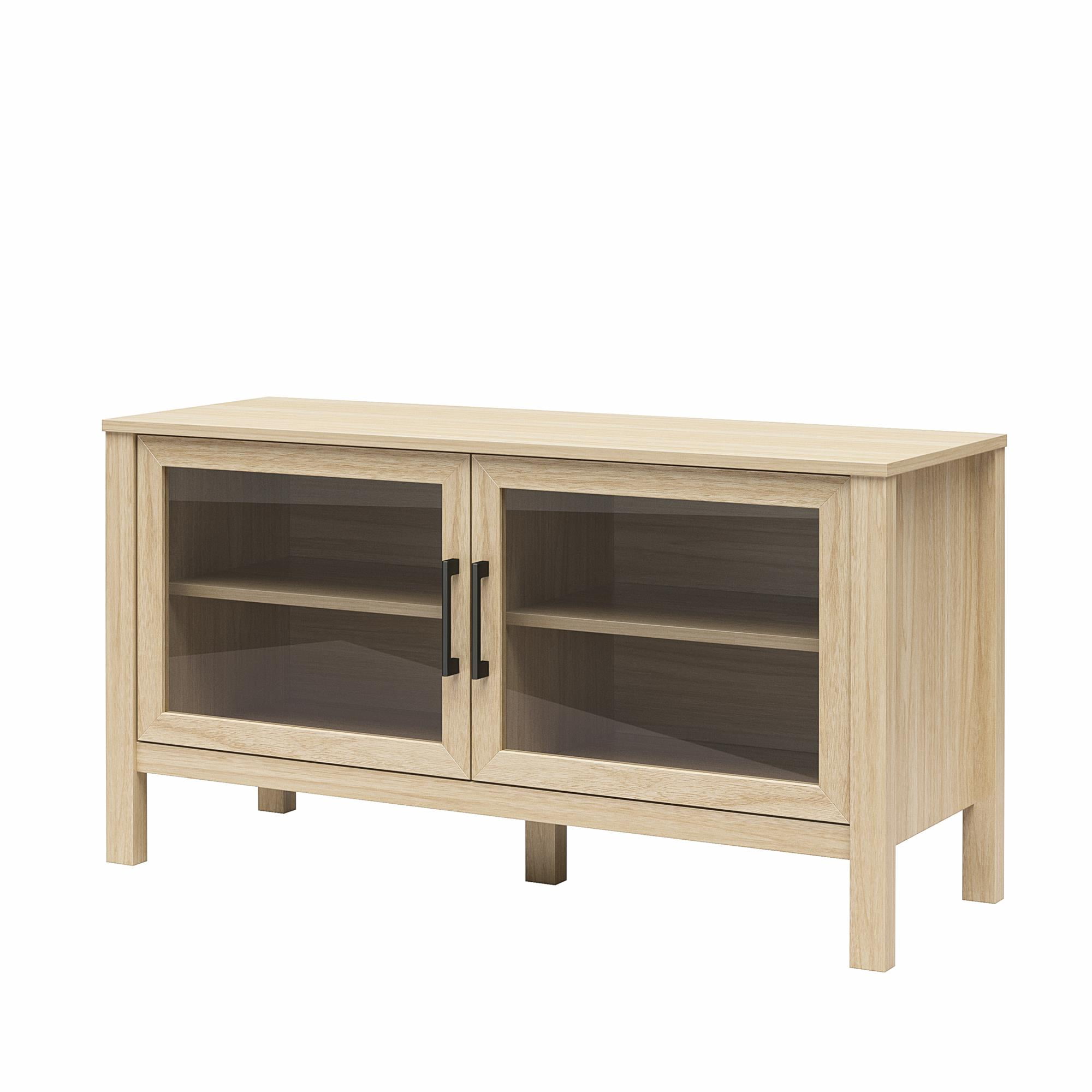 Mainstays Glass Door TV Stand for TVs up to 55", Spring Pine
