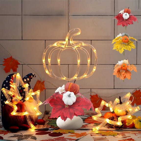 MXTPOV 9.84 in Artificial Maple Leaf Pumpkin Bouquet Halloween Decorations Maple Leaf Fall Bouquet Thanksgiving Decorations for Table Fall Decorations for Home