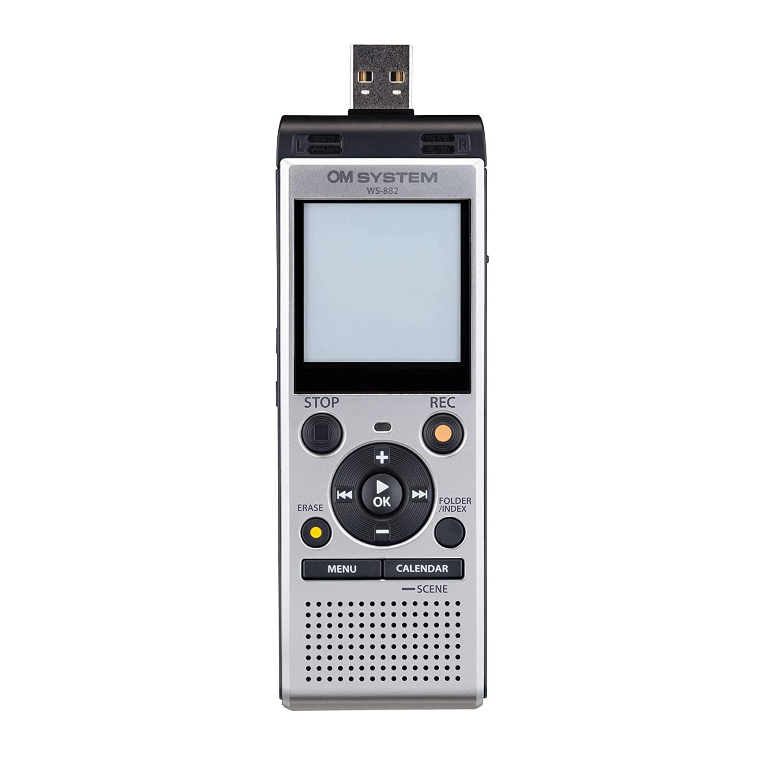 Olympus WS-882 Digital Voice Recorder (Silver and Black) Bundle with Batteries and Hardshell Case (3 Items)