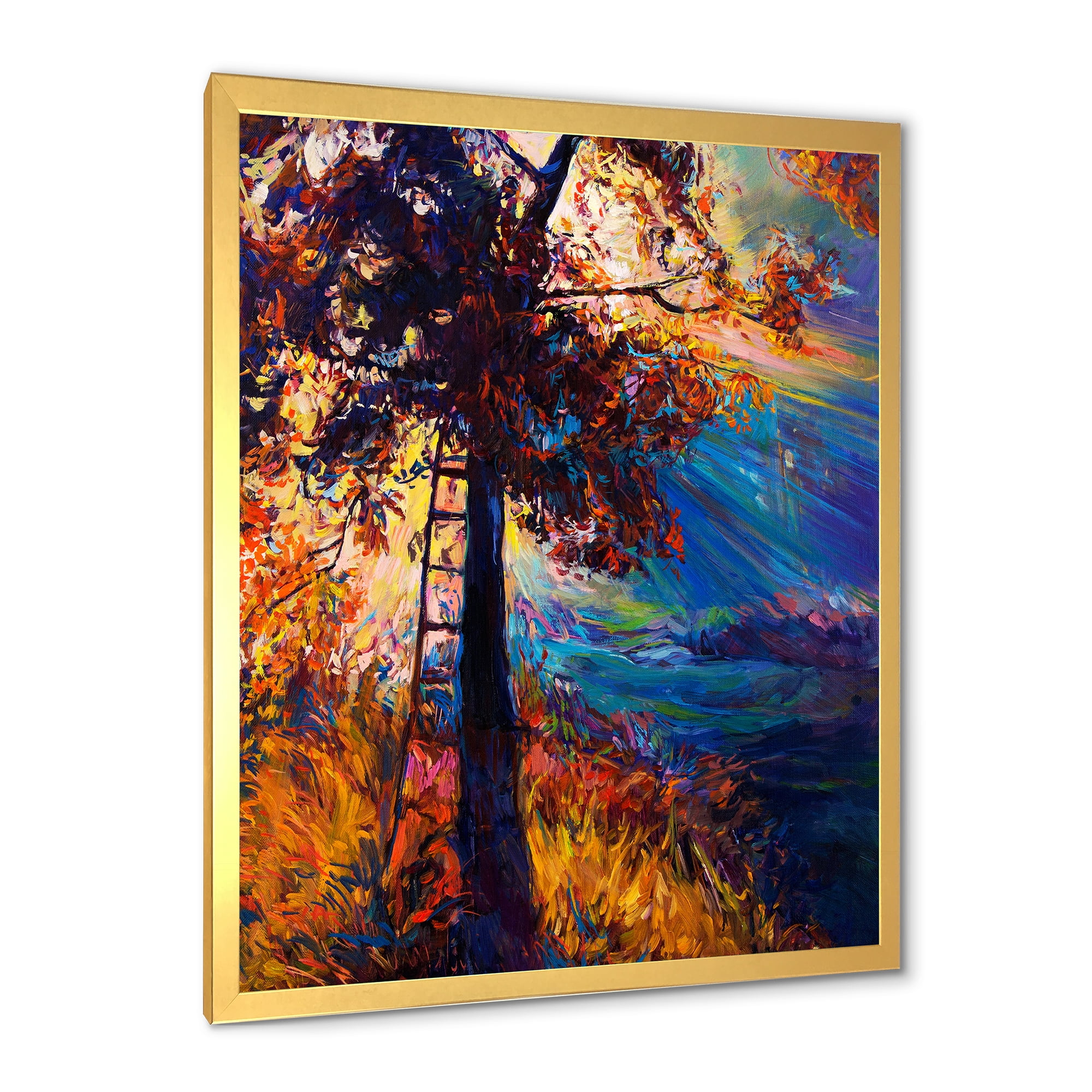Designart 'Silhouette Of Autumn Tree In The Sunset Glow' Traditional Framed Art Print
