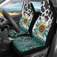 thumbnail image 2 of Yuyamidu Sunflower Car Seat Covers 2pcs Set Cow Print Vehicle Bucket Seat Cover Leopard Print Driver Seat Covers for Women Men, Waterproof, 2 of 7