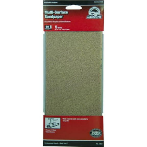 Ali Industries 5053 4 x 11 in. 60 Grit Pre-Cut Sandpaper, 5 Pack
