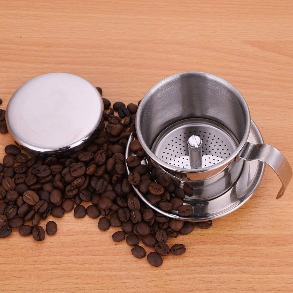 ABCISI Coffee Maker Pot, Stainless Steel Vietnamese Coffee Drip Filter Maker, Single Cup Coffee Drip Brewer, Portable for Home Kitchen Office Outdoor Use, Best Gift Choice for Baristas Coffee