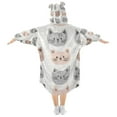 thumbnail image 2 of FORMRS Wearable Blanket Hoodie with Sleeves for Kids Cozy Flannel Sweatshirt, Gray Cat Pattern, 2 of 7