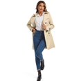 thumbnail image 3 of Farvalue Gabardina De Doble Botonadura Para Mujer, Abrigo Clásico Resistente Al Agua Con Solapa Y Cinturón, Talla Xl, Color Caqui, 3 of 5