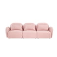 thumbnail image 6 of Three-Seat Sofa with Three Pillow, Modern Teddy Fabric Petal Sofa with Curved Armrests and Backrests, Comfy Living Room 3-Seat Sofa Furniture, Pink, 6 of 7