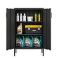 thumbnail image 4 of Tcbosik Metal Storage Cabinet with 2 Doors and 2 Adjustable Shelves, Waterproof Garage Tool Cabinet for Home Office Gym School, Black, 4 of 7