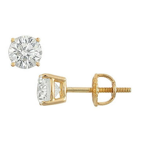 14K Yellow Gold Round Diamond Stud Earrings 1.25 CT. TW.