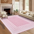 thumbnail image 2 of Nanan 8'x10' Modern Bordered Area Rug Geometric Carpet, Washable Stain-Resistant Non-Slip Rug for Living Room Bedroom Home Office, Pink, 2 of 10
