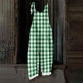 thumbnail image 5 of JULMCOMO Plus Size Jumpsuits for Women Plaid Print Tie Strap Scoop Neck Loose Fit Overalls Sleeveless Vacation Casual Jumpsuits Green M, 5 of 5