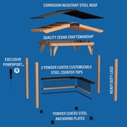 Backyard Discovery Granada 10x9 Cedar Wood Grill Gazebo, Galvanized Steel Roof, Bar Tops