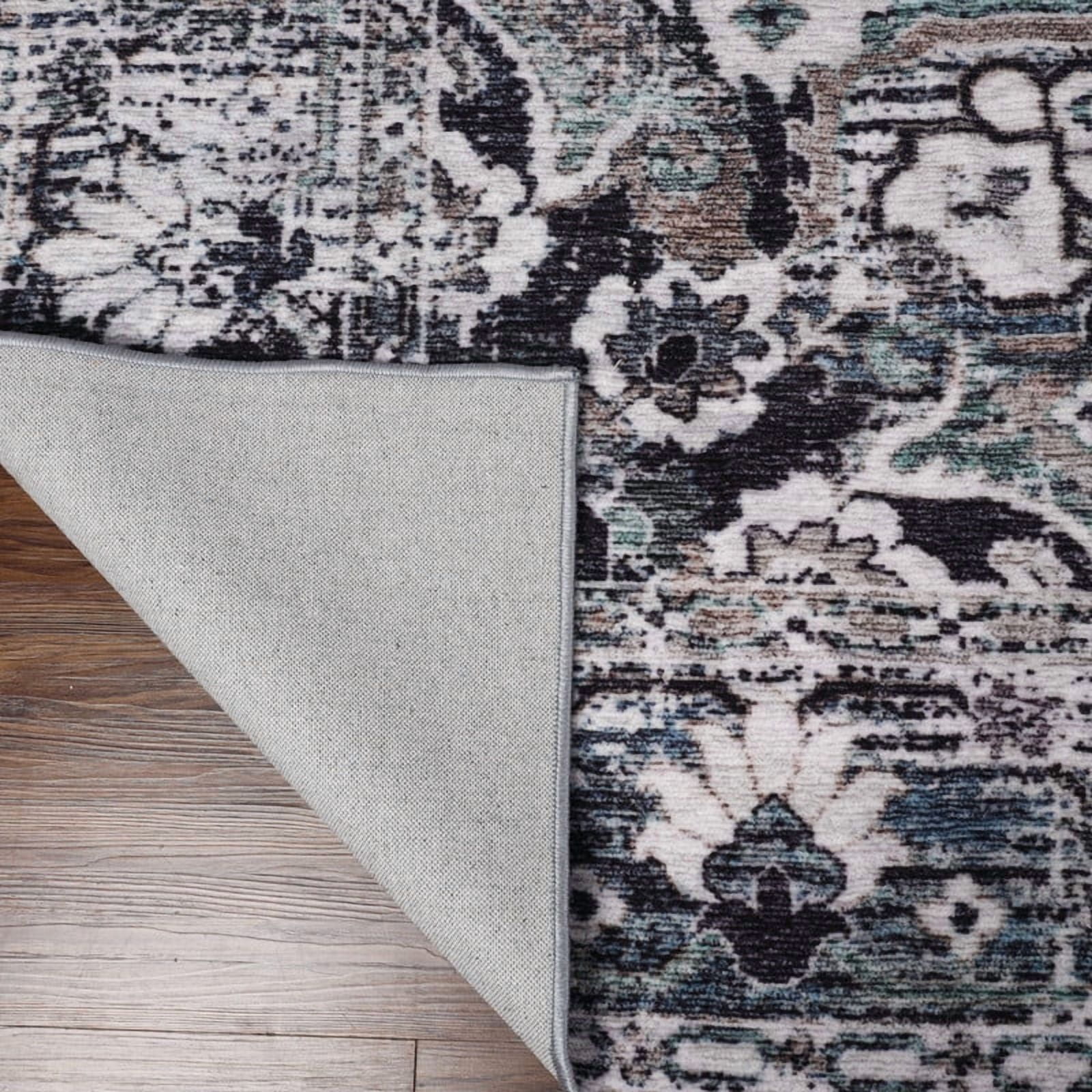 Superior Mahi Ornate Floral Washable Indoor Area Rug, 10' x 14', Turquoise
