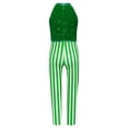 thumbnail image 4 of YiZYiF Kids Girls Christmas Candy Cane Stripe Sequins Jumpsuit Dance Unitard Stage Performance Costume Green 6, 4 of 7