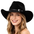 thumbnail image 5 of QWERTY Western Cowboy Hat with Curved Brim Ethnic Style Fedora for Outdoor Travel, 5 of 5
