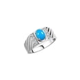 thumbnail image 4 of Rylos Sterling Silver Classic 8X6MM Oval Turquoise & Sparkling Diamond Ring - Birthstone Jewelry for Men -Size 8, 4 of 8