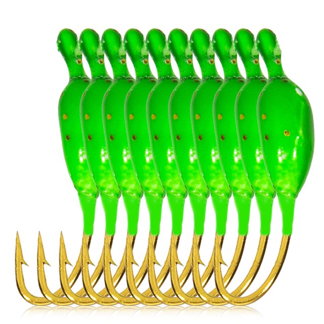 10pcs Plantillas de pesca en hielo Anzuelos de pesca en hielo de acero con alto contenido de carbono Abanopi Anzuelos Jig