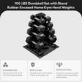 thumbnail image 2 of BalanceFrom 100 lb Rubber Coated Iron Dumbbell Hex Weights Set with A-Frame Rack, Black, 2 of 12