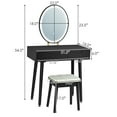 thumbnail image 3 of Costway Vanity Makeup Table Touch Screen 3 Lighting Modes Dressing Table Stool Set Black, 3 of 10