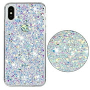 for iPhone X/XS Glitter Case, Cute Bling Sparkle Shiny Slim Soft Silicone Reflective Clear TPU Bumper Women Girls Shockproof Protective Phone Case for iPhone X/XS, White