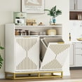 thumbnail image 7 of Condemo Double Tilt Out Trash Cabinet, Modern 20 Gallon Recycling Trash Bin Cabinets, Storage Cabinet for Kitchen, Laundry, White and Gold, 7 of 7