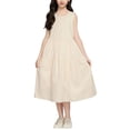 thumbnail image 2 of Spazoro Girls Midi Dresses, Sleeveless A-Line Crew Neck Solid Casual Summer Dresses for Girls Beige Size 8, 2 of 9