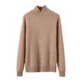 thumbnail image 3 of Women's Turtleneck Sweater Long Sleeve Shirts Fall Trendy Tops Slim Fitted Ribbed Knit Basic Casual Sweater Light Brown S, 3 of 3
