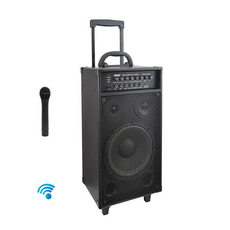 PYLE PWMA1050BT - Wireless Portable Bluetooth PA Speaker System, Built-in Rechargeable Battery, Wireless Microphone, 800