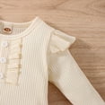 thumbnail image 4 of NOLDARES Baby Girl Fall Winter Outfit Romper Long Sleeve Bodysuit Skirt Sets 3Pcs Clothes(Beige,12-18 M), 4 of 7