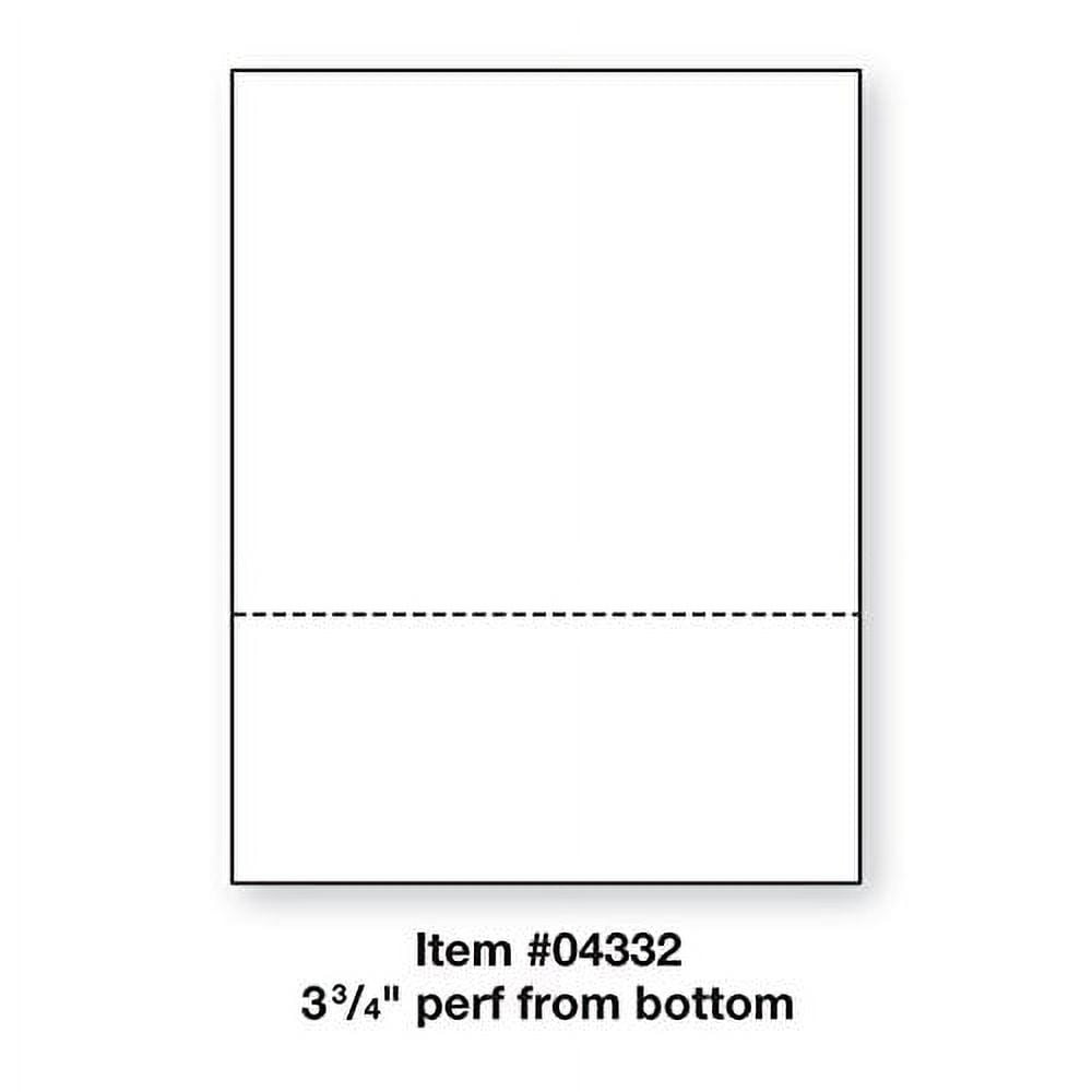 PrintWorks Professional Perforated Paper for Statements, Invoices, Gift Certificates, Coupons and More, 8.5 x 11, 24 lb, 1 Horizontal Perf 3 3/4" From Bottom, 500 Sheets, White (04332)