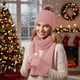 thumbnail image 5 of Solid Color Knitted Hat Three-piece Set For Winter Warm And Cold-proof Thick Outdoor Wool Hat Scarf Gloves Set, 5 of 6