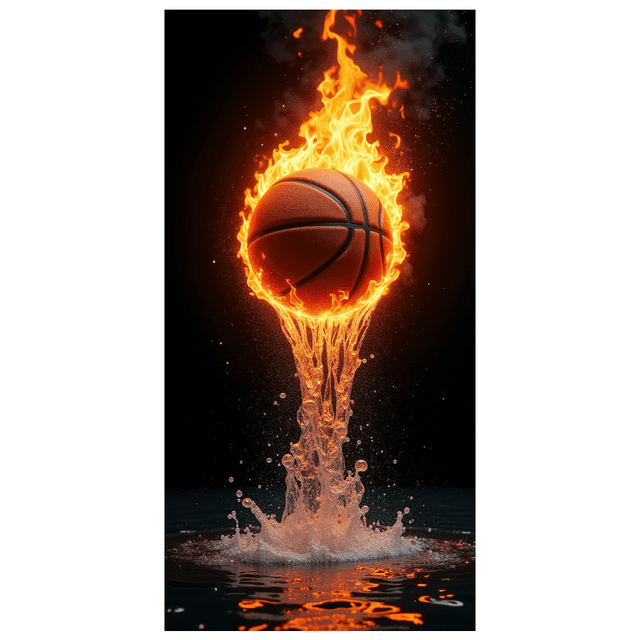 Flame Basketball Backdrop Banner for Sports Party Basketball Event Decorations Photo Booth Background Athletic Celebration Decor Party Supplies