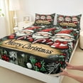 thumbnail image 3 of Feelyou Merry Christmas Bed Sheets, Kawaii Red Gnome King Sheets, Rustic Farmhouse Cabin Sheet Set, Breathable Home Decor,4 Pieces, 3 of 7