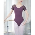 thumbnail image 4 of Summer Basic Sexy Club Leotard T Shirt Tops Bodysuit Mesh Short Sleeve Low V Back, 4 of 4