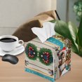 thumbnail image 2 of Yuyamidu Reindeer Square Tissue Box Cover for Bathroom PU Leather Tissue Box Holder with Bottom Belt Anti-Stains Napkin Holder for Napkin Facial Paper Christmas Decoration Gift for Holiday, 2 of 8