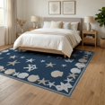 thumbnail image 3 of ODIKA 6'x9' Washable Area Rug Starfish Ocean Nautical Seashell Border Bathroom Coral Reef Wave for Family Room, Living Mater Bedroom, Non-Slip, Easy Care, 3 of 7