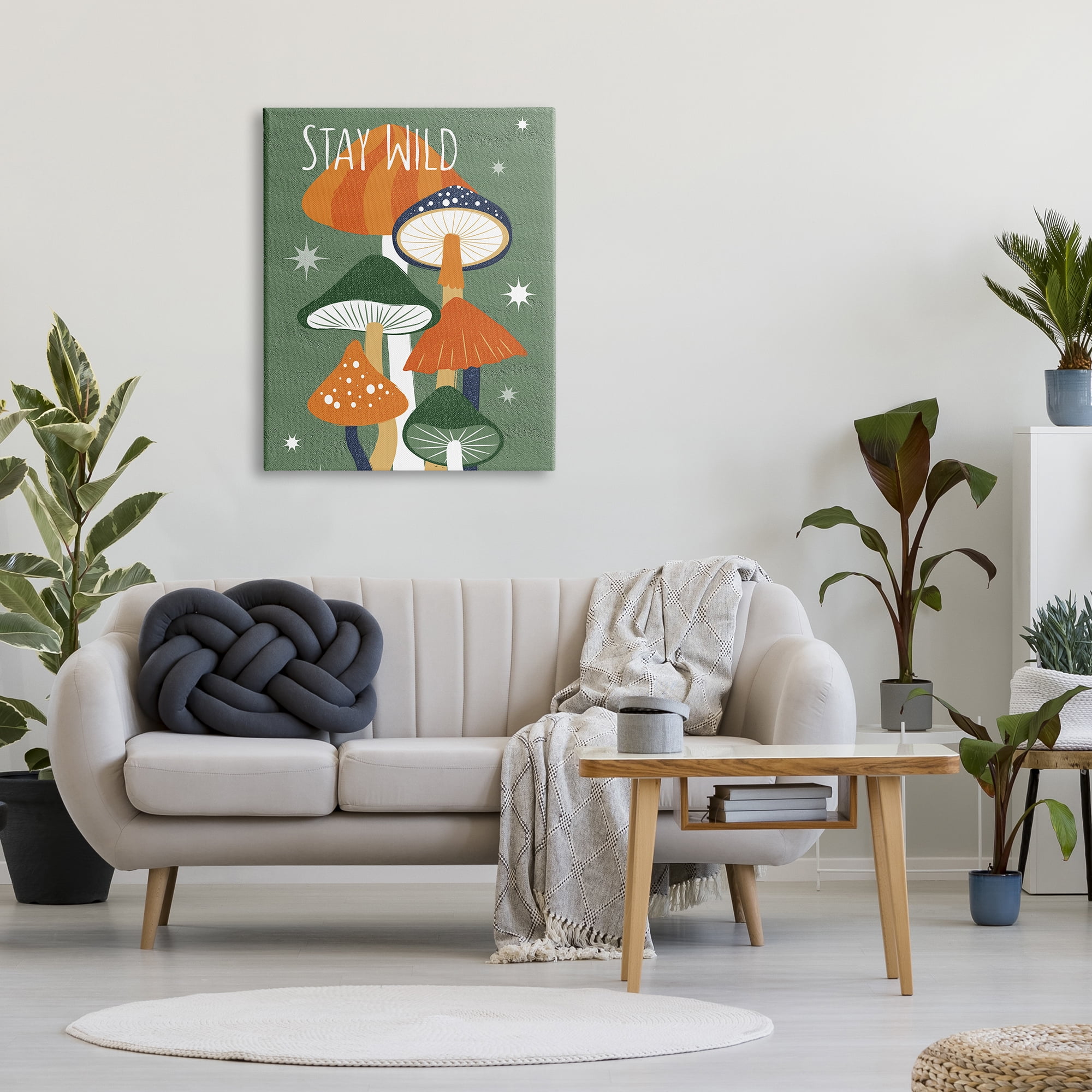 Stupell Industries Stay Wild Mushrooms Pattern Botanical & Floral Painting Gallery Wrapped Canvas Art Print Wall Art, 30 x 40