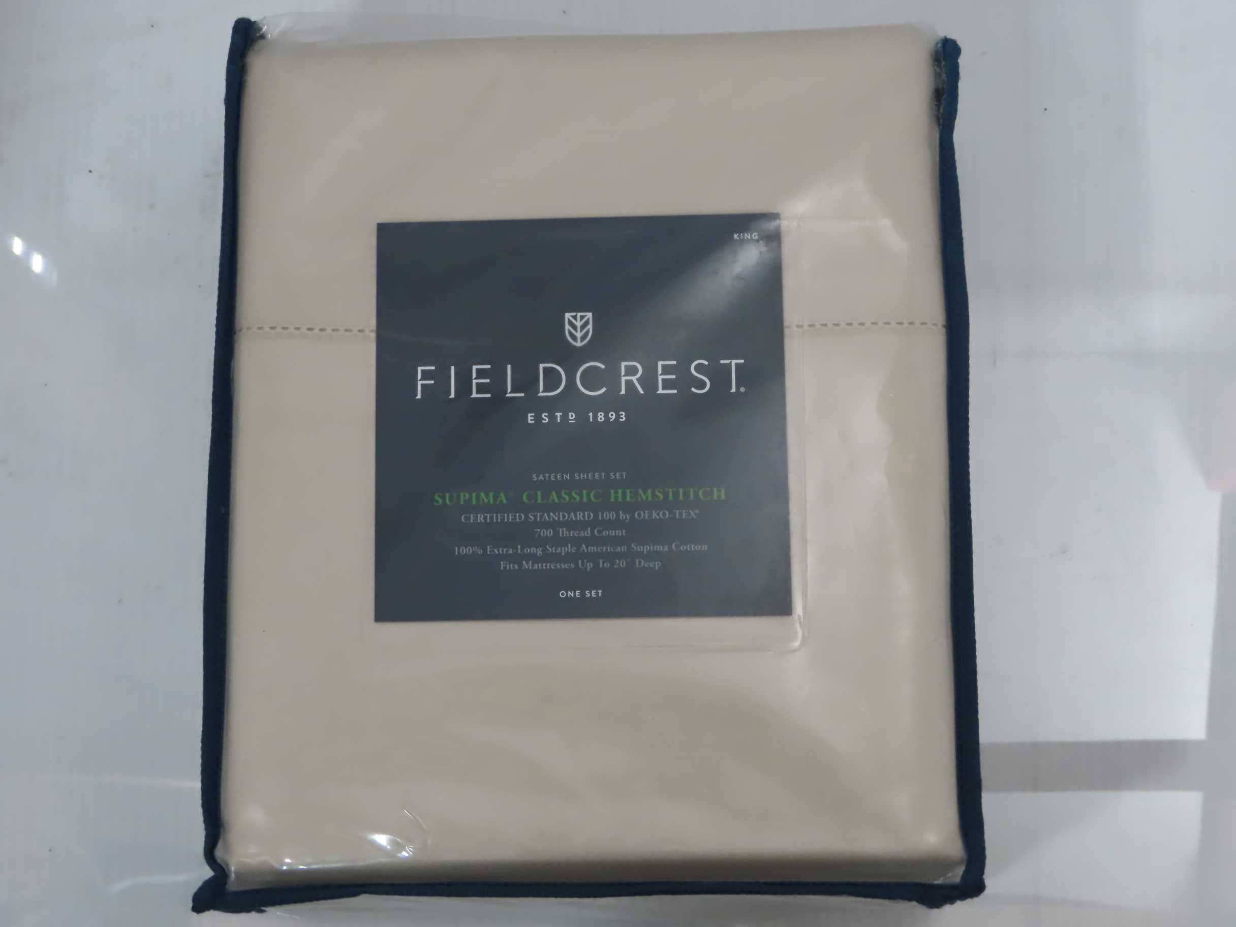 Fieldcrest Supima Classic Hemstitch Pillowcases Std King SEA SALT solid #50656 