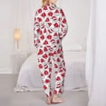 thumbnail image 3 of KLL Christmas Hat Print Women's Long Sleeve Pajamas with Pants Sleepwear Loungewear 2 Set-Large, 3 of 8