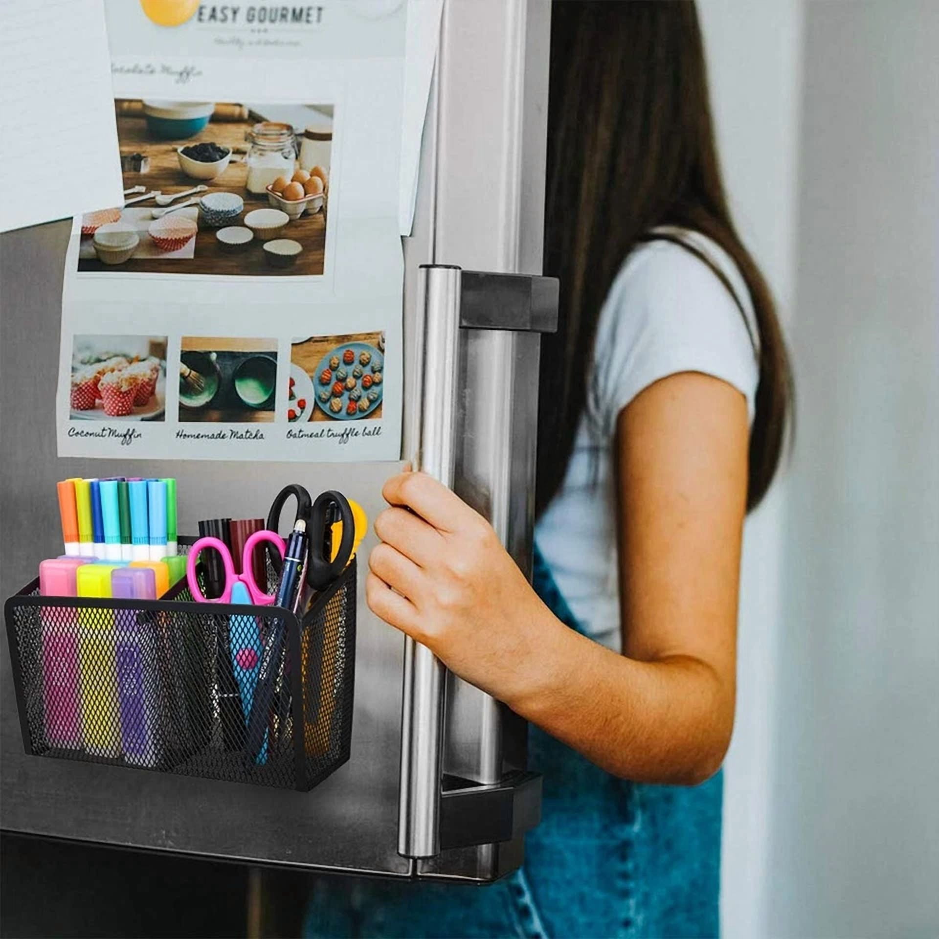 Magnetic Pencil Holder, Metal Strong Magnet Pen Cup Magnetic Marker Storage B...