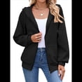 thumbnail image 3 of Sudadera con Capucha y Cremallera para Mujer, de Larga, para Otoño, con Capucha Extragrande, Chaquetas Informales de Moda Negro M, 3 of 9