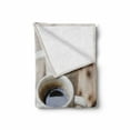 thumbnail image 2 of Coffee Soft Flannel Fleece Throw Blanket, Espresso in Cups on Wooden Table with Beans Hot Drink for Romantic Couples, Cozy Plush for Indoor and Outdoor Use, 50" x 70", Cocoa Brown White, by Ambesonne, 2 of 6