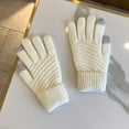 thumbnail image 3 of Eoperou 1 Pair Winter Couple Gloves Solid Color Knitting Touch Screen Full Finger Elastic Keep Warm Soft Washable Women Winter Gloves Riding Stuff, 3 of 8