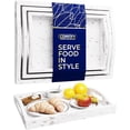 thumbnail image 1 of Serving Trays Set of 3 - Ottoman Wood Trays for Entertainment, Food and Décor - Rustic Farmhouse Distressed Wood Finish - Solid White, 1 of 5