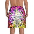 thumbnail image 3 of KLL Colorful Tie Dye Stained Glass 3 Men's Casual Summer Beach Shorts Hawaiian Shorts with Pockets-Large, 3 of 5