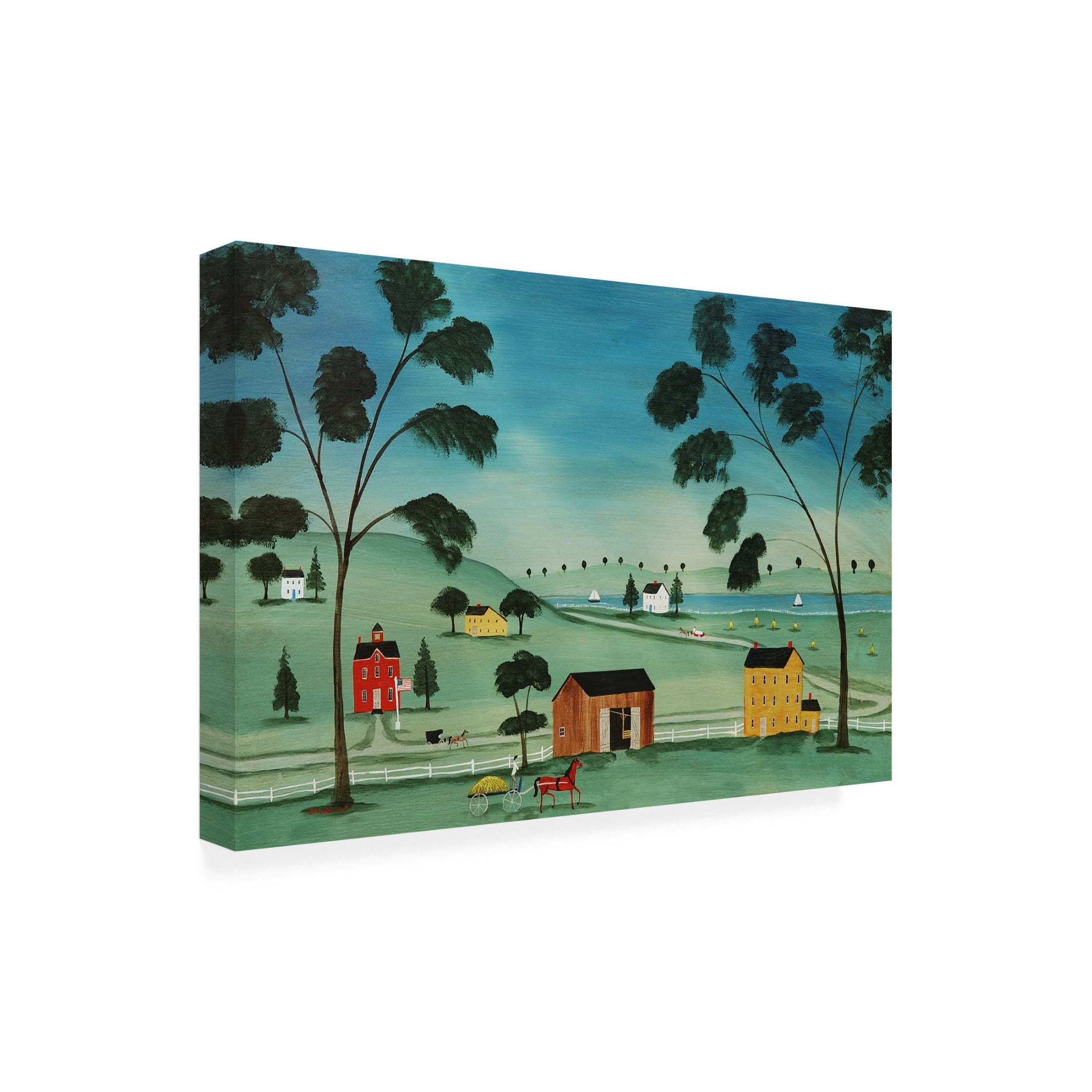 Canvas Wall Art - C Munro 'Country Scene On Wood' Wall Art for Living Room, Bedroom, or Office Décor by Trademark Fine Art - 24 x 16 Inches