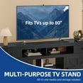 thumbnail image 5 of Dextrus Country-style Media Console, TV Cabinet with Built-in Power Socket for Screens up to 80'', Television Stand with Adjustable Divider & Drawer Storage, Black, 5 of 9