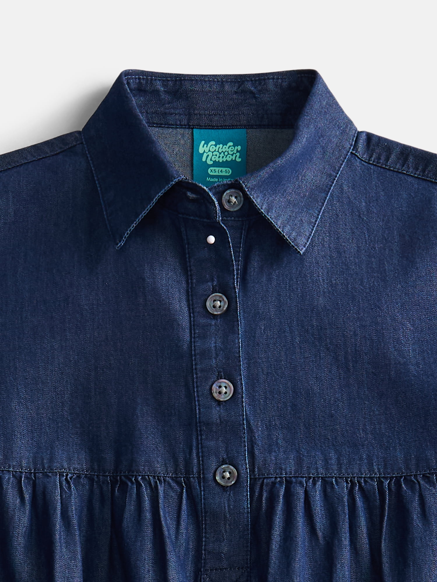 Wonder Nation Girls Cotton Shirt Dress Sizes 4-18 & Plus