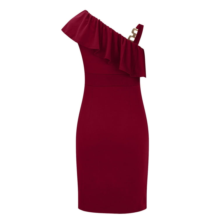Sexy Prom Slit Mesh Sloping Shoulder Evening Dresses Sexy Prom Slit Mesh Sloping Shoulder Evening Dresses