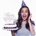 thumbnail image 4 of Topper para pastel Crseniny con brillo plateado Feliz Cumpleaños, 4 of 4